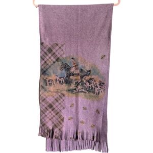 VINTAGE Italian Soft Pink Equestrian Design Quiet Luxury Retro Fringed Scarf